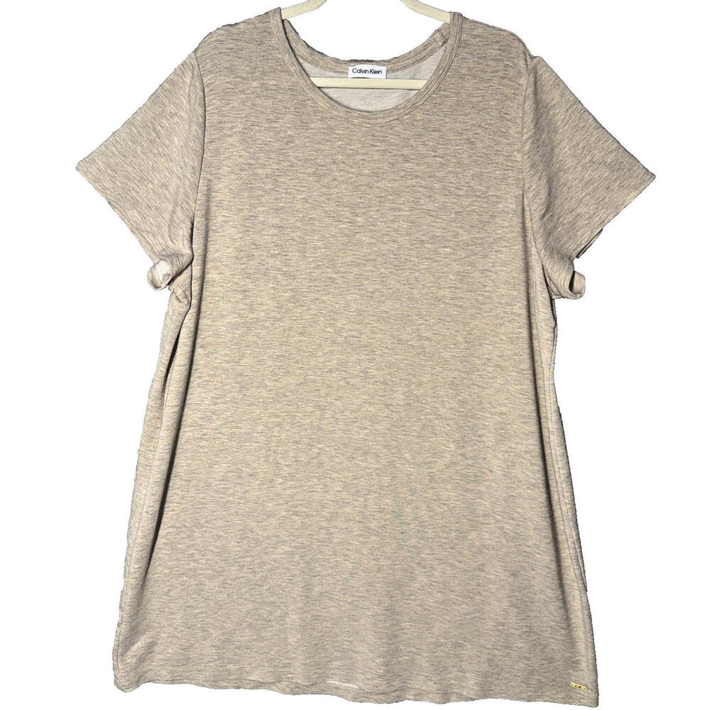 Heathered Oatmeal CK Calvin Klein A-line  T Shirt Dress EUC 2X